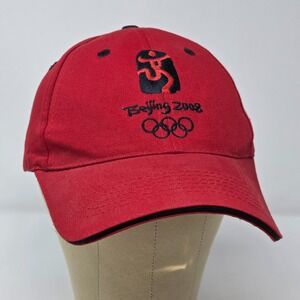 2008 Beijing Olympics Strapback Cap Hat Red Black Olympics